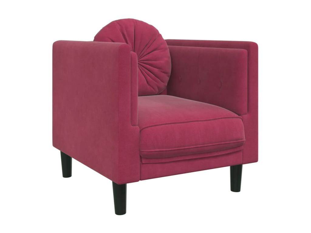 Sillón con cojín terciopelo rojo tinto