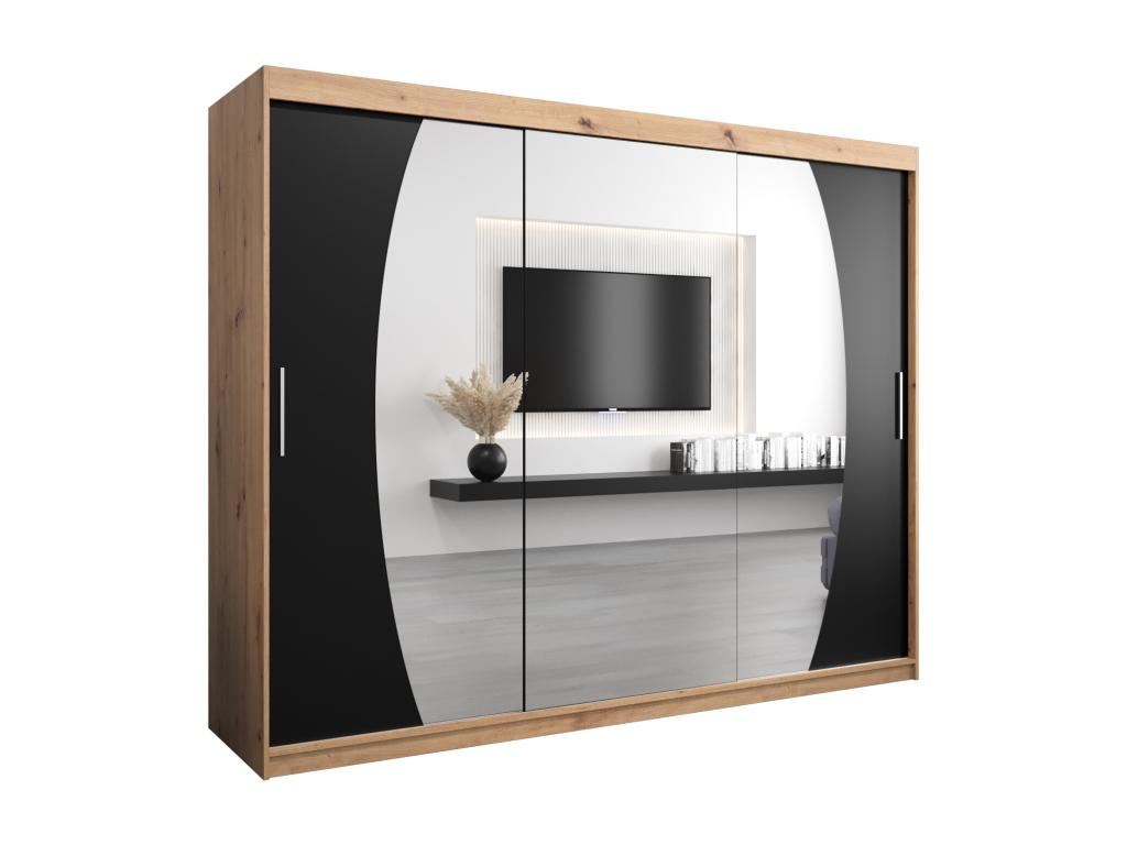 Armario Elypse de puertas correderas 200/250/62 3 puertas (artisan/negro)