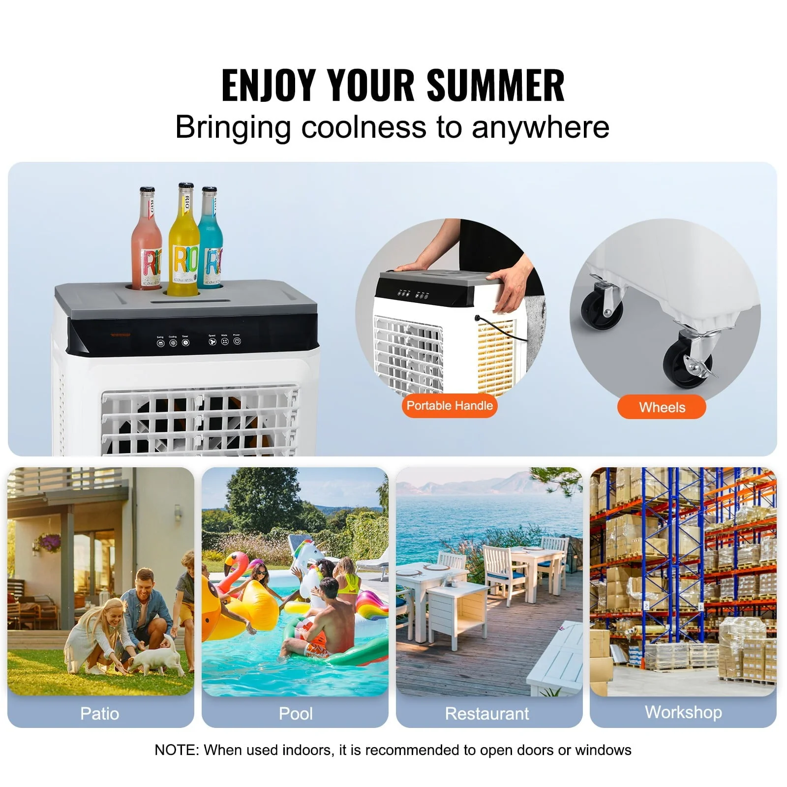 BENTISM Evaporative Cooler Swamp Cooler 3-in-1 2100 CFM 7 Gal 12h Timer Air Humidifier - Image 6