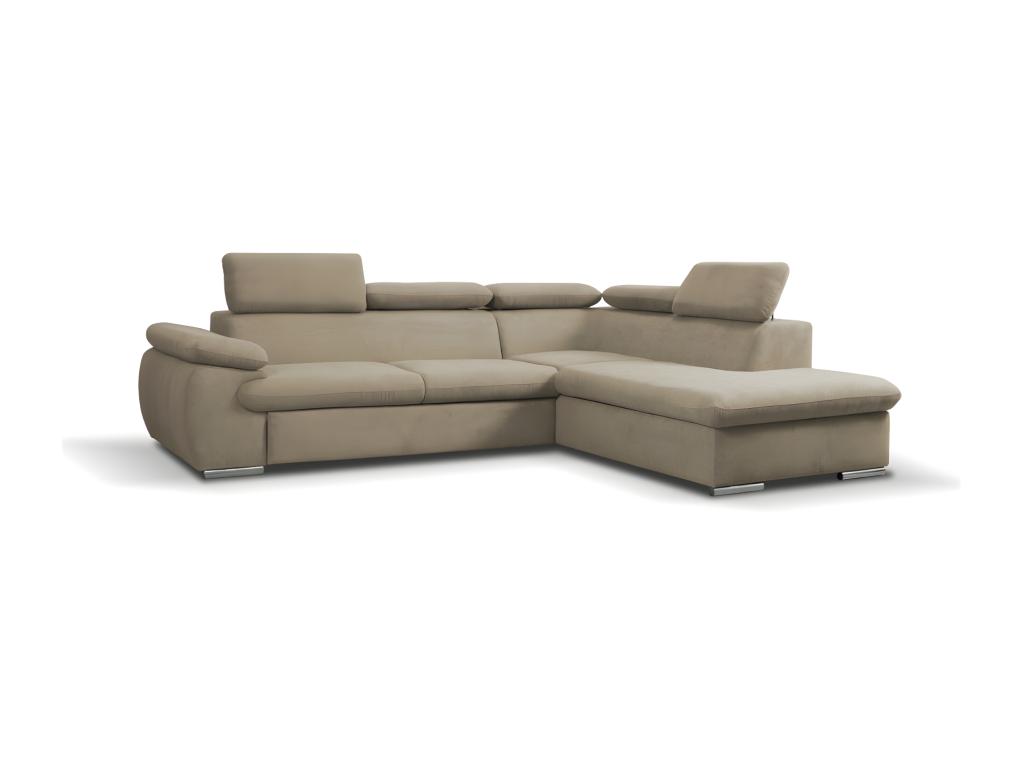 Sofá cama rinconero de tela FABIEN - Ángulo derecho - Beige