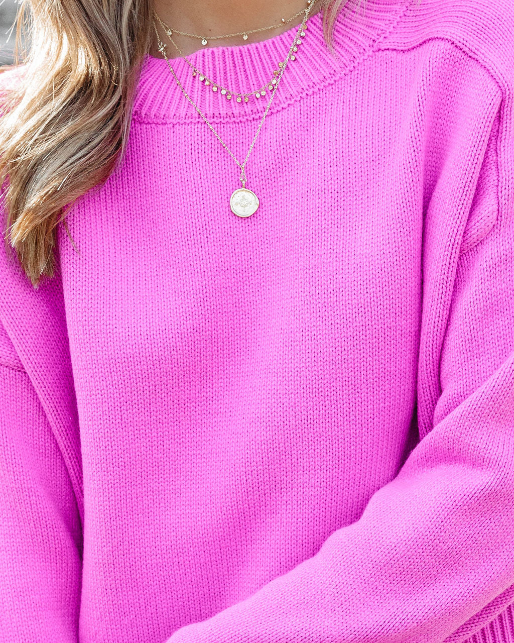 Cool Kind Knit Pullover Sweater - Magenta - Se7enfashion