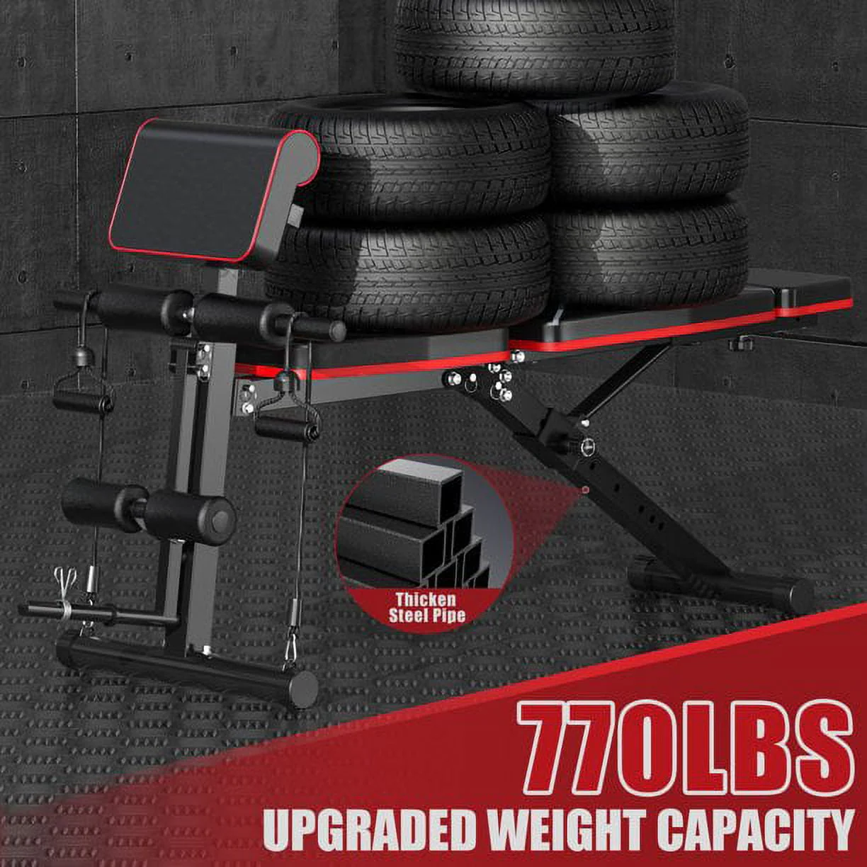 GIKPAL 7 Positions Adjustable Weight Bench,With Extended Headrest and Leg Extension,Foldable Workout Olympic Weight Bench Press for Full Body Strength Training,Maximum Weight 770 Lbs. - Image 2