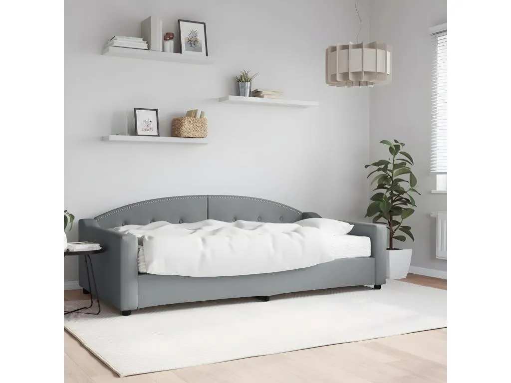 Sofá cama con colchón tela gris claro 100x200 cm RFDR60614