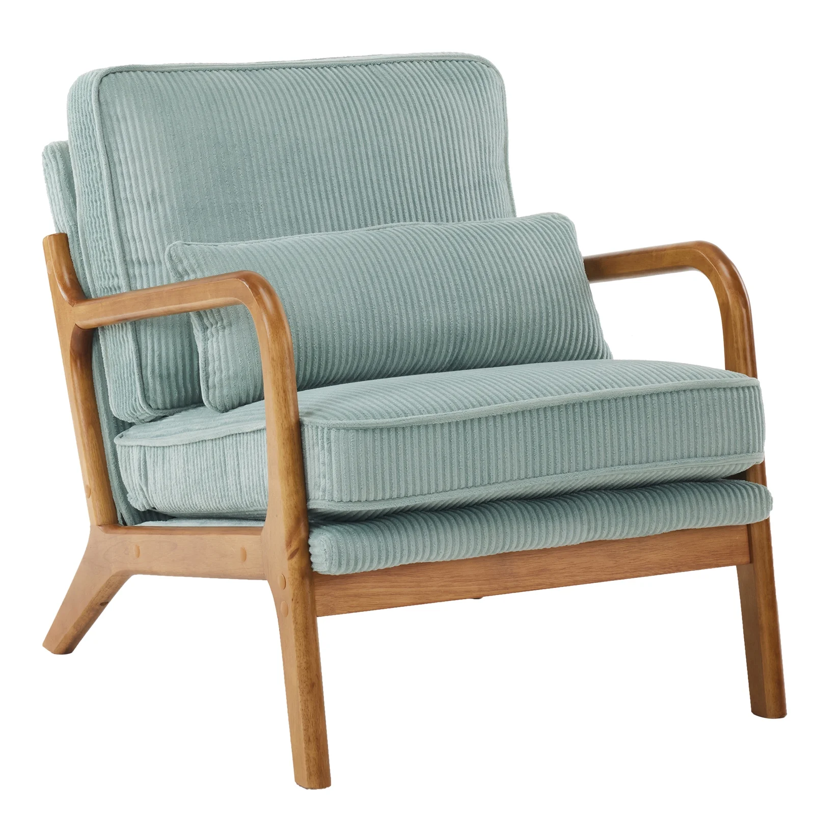 Ktaxon Accent Chair Corduroy Upholstered Armchair, Reading Club Chair with Pillow and Solid Wood Frame for Living Room Bedroom Furniture Off White - Image 171