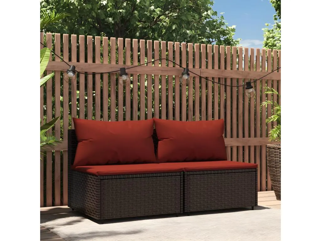 Cojines para sofás de jardín central 2 piezas resina tejida marrón 20449PFVG