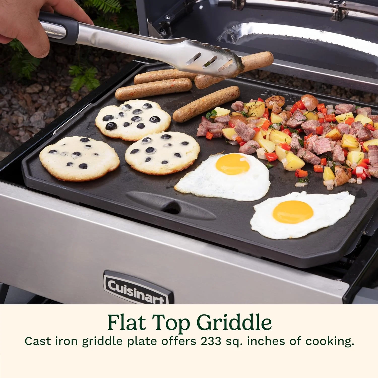 Cuisinart CGG-403 3-in-1 Grill, Griddle and Pizza Oven, Stainless Steel - Image 4