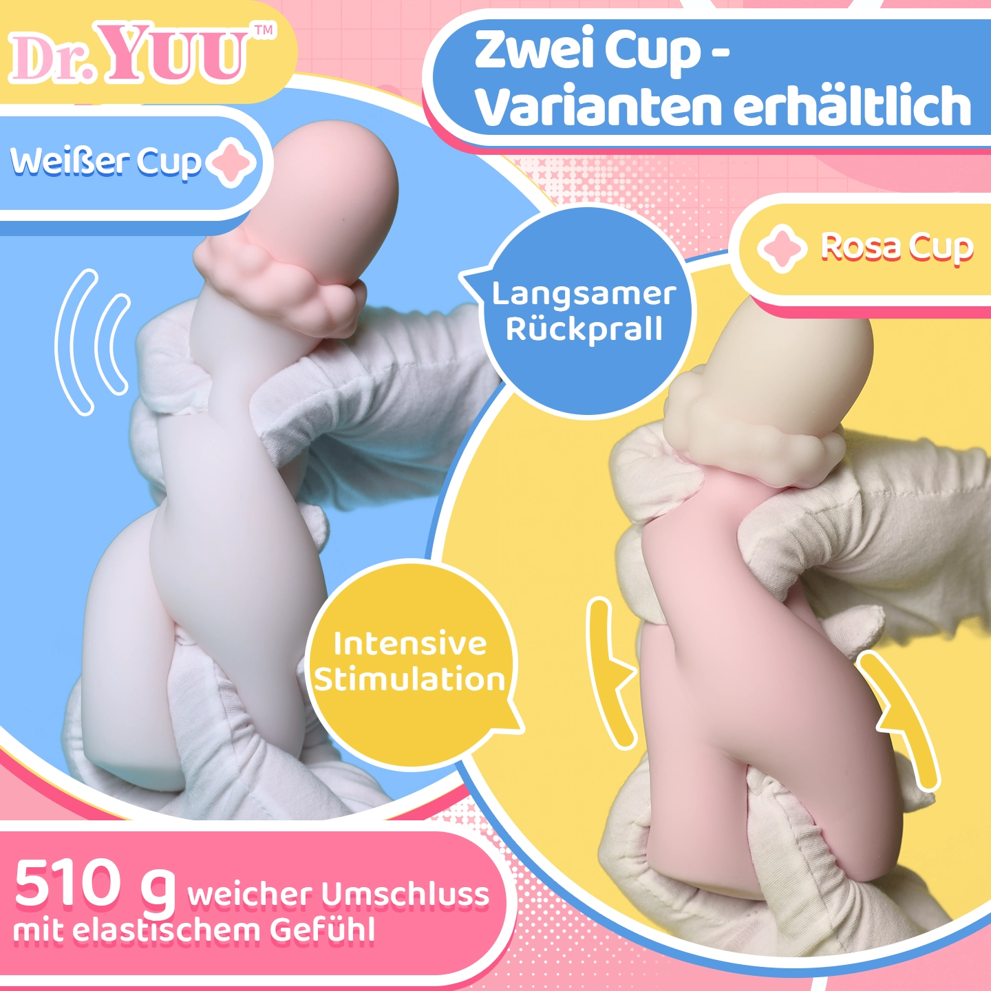 Rosa und weiße Cup-Variante mit 510 g
