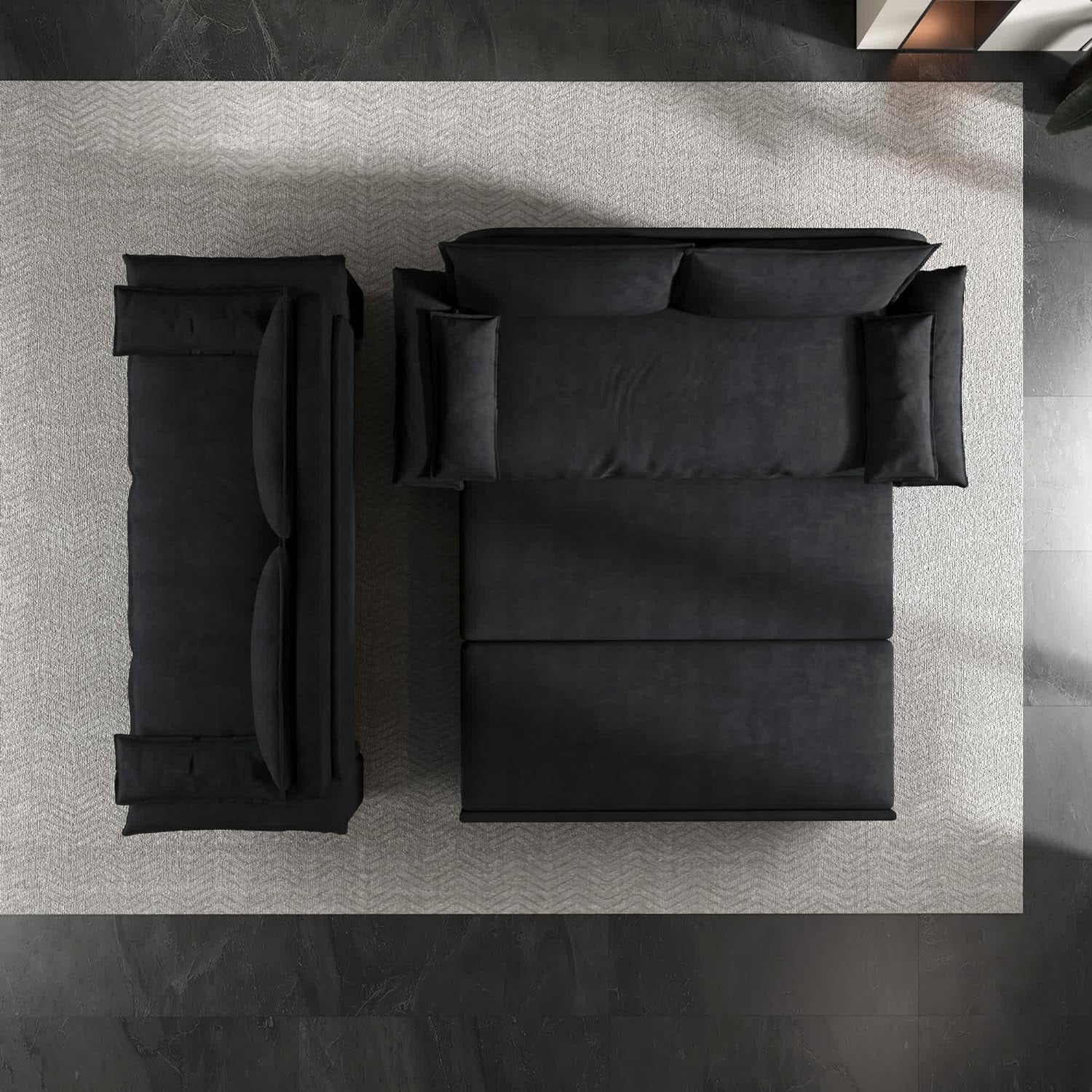 Tabaray 63.8" Futon Sofa Bed Queen Size, Pull Out Bed, 3-in-1 Convertible Sleeper Sofa with Side Pocket, Modern Plush Velvet Futon Couch for Living Room, Small Space, Apartment, Bedroom, Black - Image 48