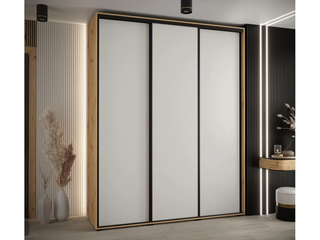 ARMARIO Boverdeco 1 DE PUERTAS CORREDERAS 235.2/200/60 3 puertas (Artisan/Blanco/Negro)