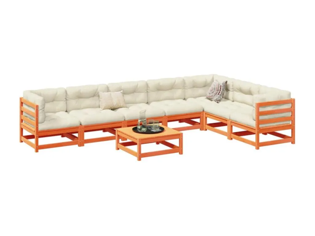 Micasacool Set de sofás jardín 8 pzas con cojines Micasacool marrón cera