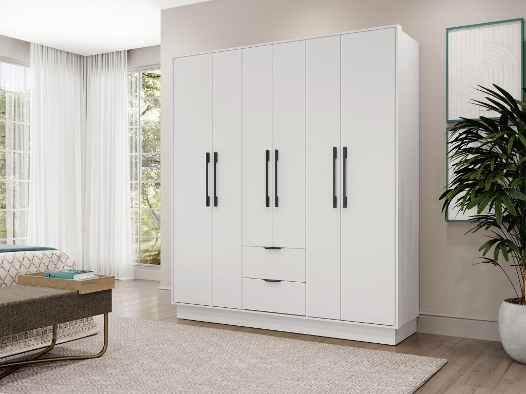 Armario 6 puertas y 2 cajones de 162 cm blanco