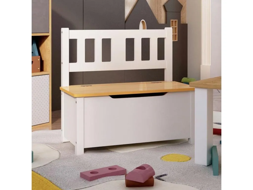 Banco de almacenaje para niños MDF beige Nidovia 60x30x55 cm wsr3243110