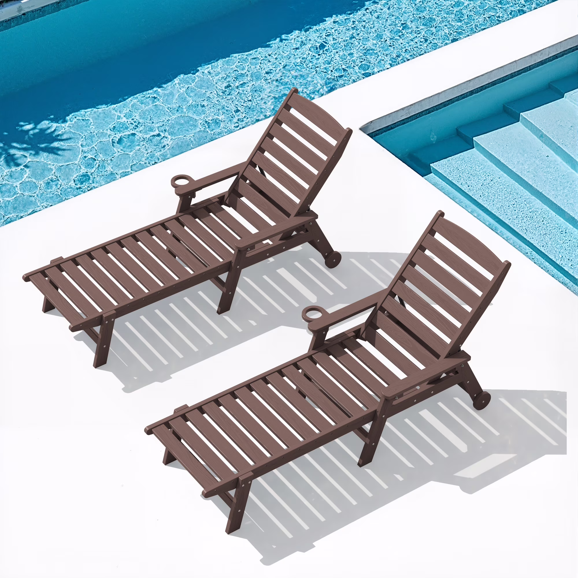 SERWALL Patio Chaise Lounge Chair, 78'' HDPE Outdoor Lounge Chair 5 Positions Pool Lounger Navy Blue - Image 17