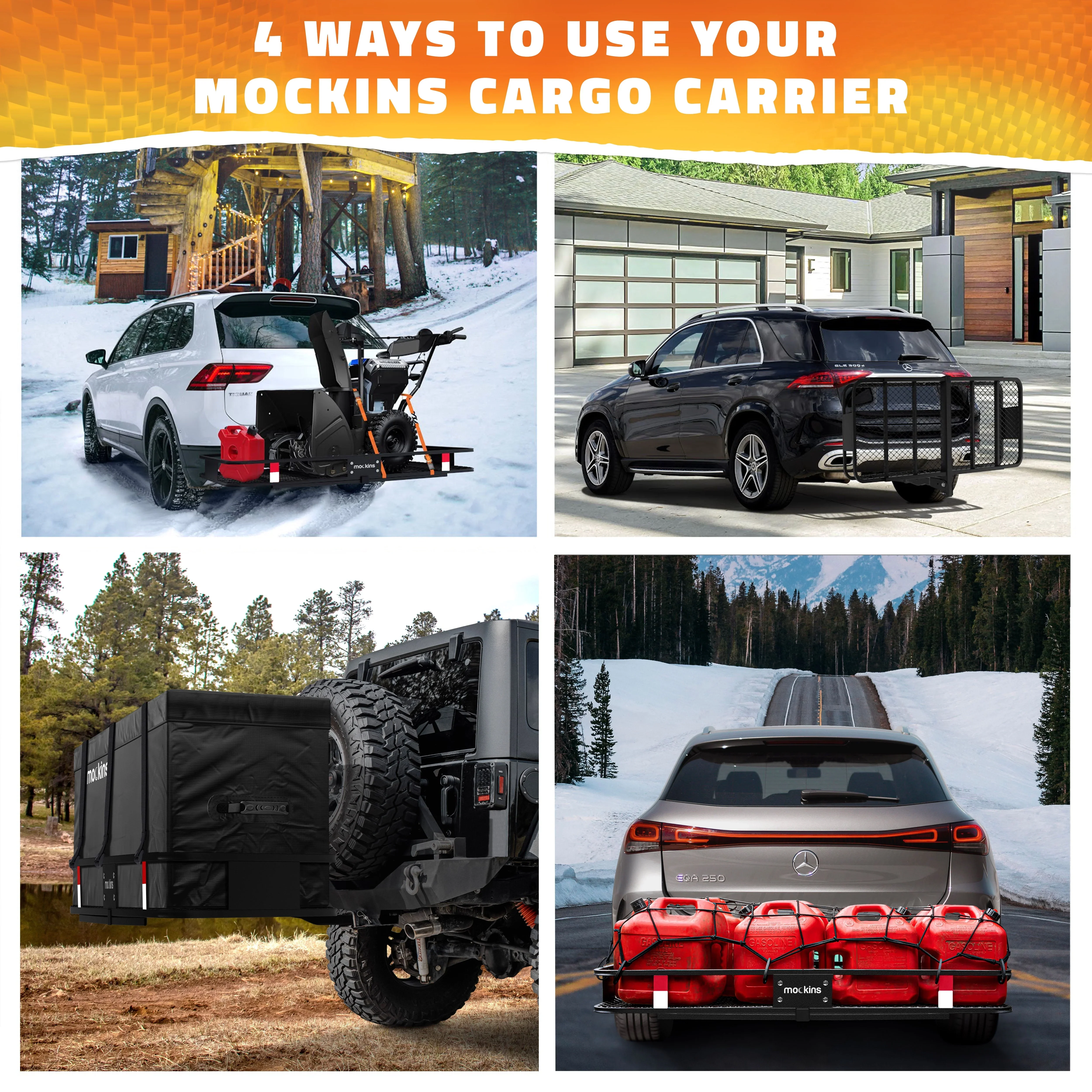 Mockins XL Trailer Hitch Cargo Carrier Hitch Mount | 500 lbs. Hitch Basket Capacity - 60
