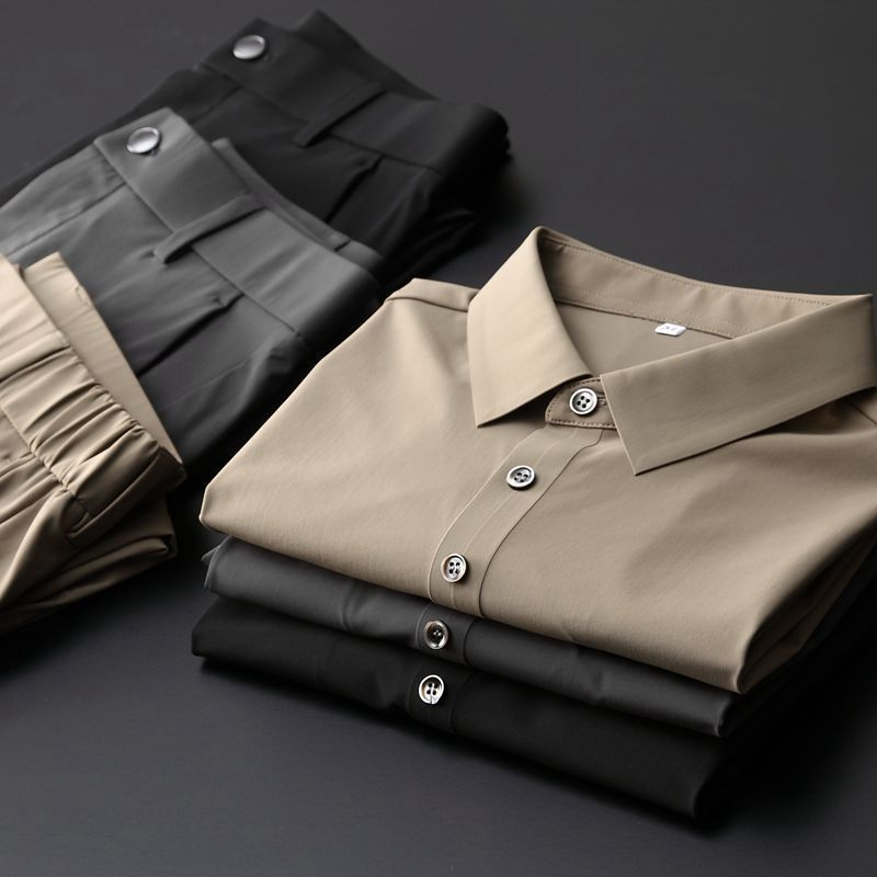 Men's Grey Ice Silk Short Sleeve Two Piece