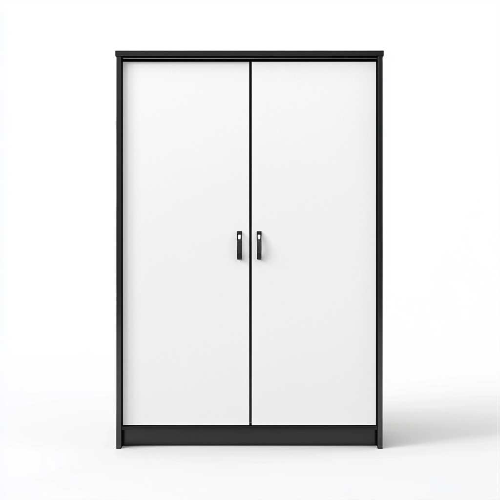 Armario de dormitorio moderno en blanco y negro de madera con puertas abatibles almacenamiento versátil tamaño grande guardarropa RK8703308