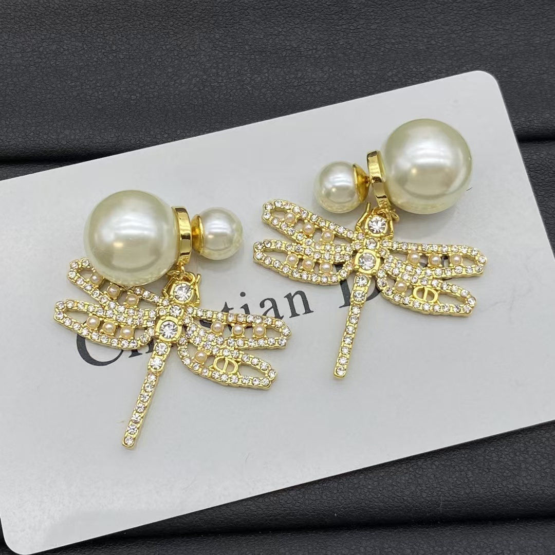 Dior Dragonfly Pearl Earrings - Original Replica Club
