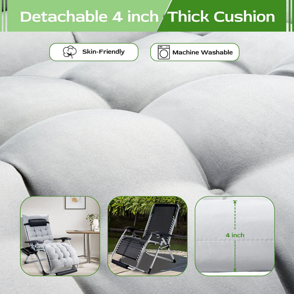 Oversized Zero Gravity Chair,VECUKTY Oversized XL Ergonomic Patio Recliner Folding Reclining Chair for Indoor and Outdoor,Gray - Image 6