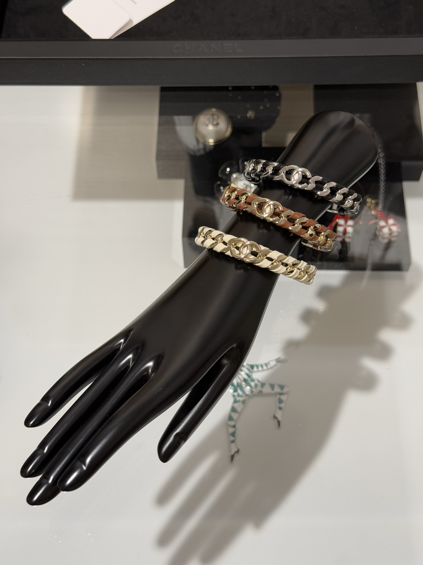 Chanel 26C Leather with Chain Bracelet Cuff Bangle - Original Replica Club