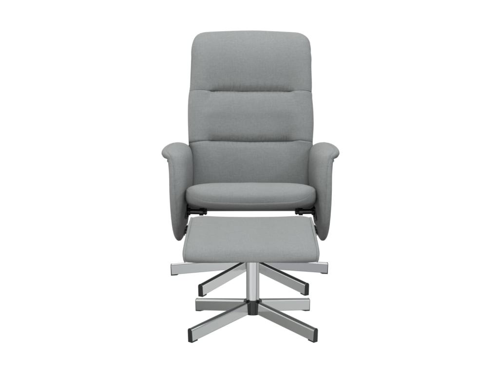 Sillón reclinable con reposapiés de tela gris claro