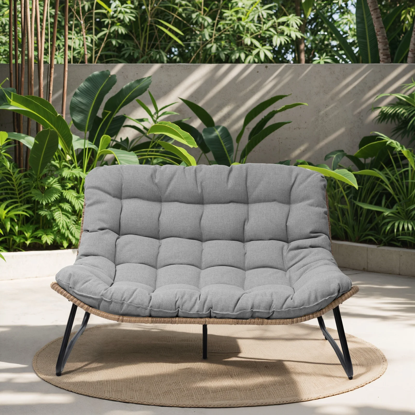 Crestlive Products Patio Loveseat, All-Weather Rattan Large Furniture with Soft Cushions, Outdoor Loveseat for Balcony, Poolside, Backyard (Beige) - Image 15