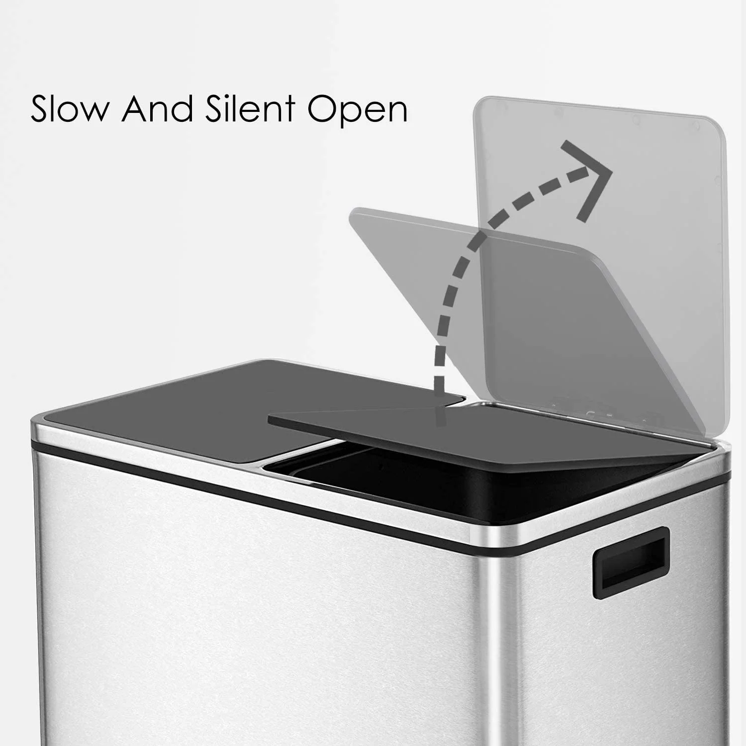 LAZY BUDDY Dual Garbage Can, Stainless Steel 16 Gallon Step Kitchen Trash Can with Soft-Close Lid, Double Compartment Garbage Recycling Bin - Image 17