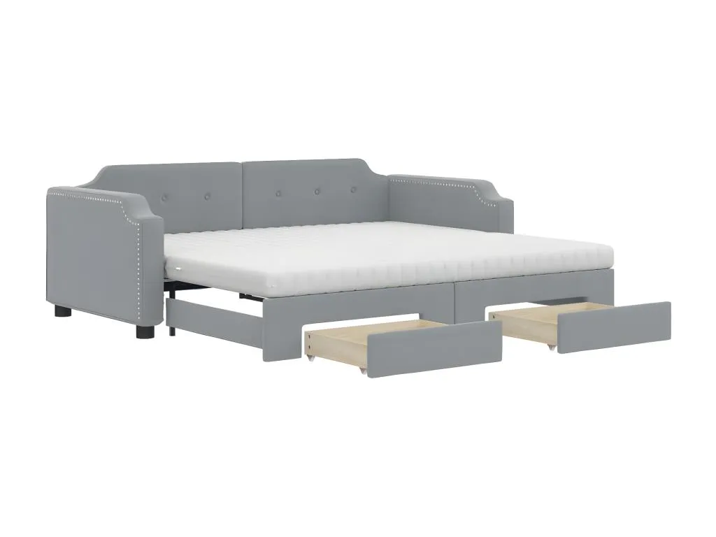 Sofá cama Habitarluz con cajones tela gris claro 90x200 cm 16021GWET