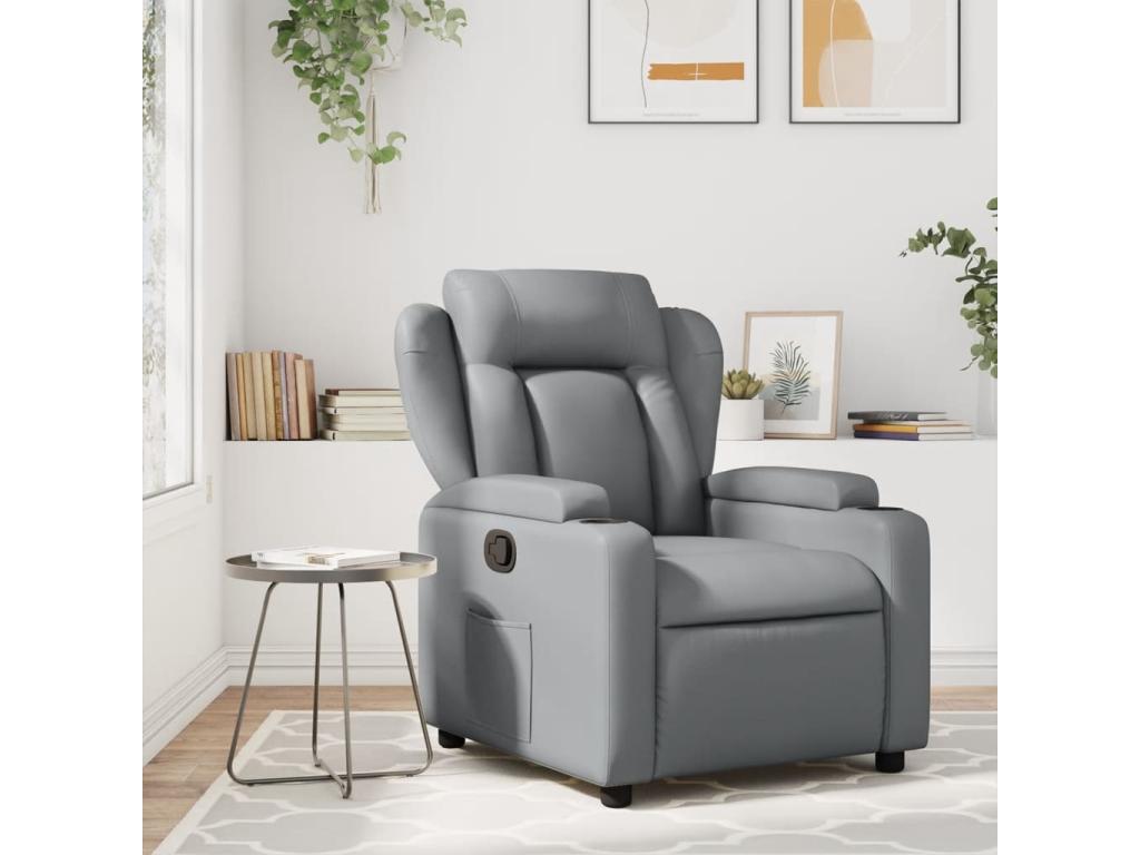 Sillón de masaje reclinable cuero sintético gris