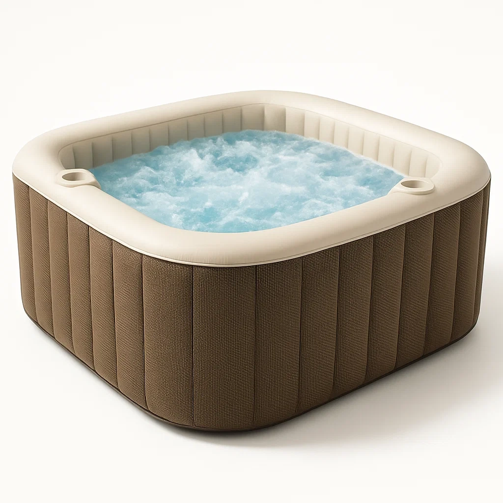Spas hinchables 180x180x71 cm 4 personas cuadrado color marrón/beige exYiCLw347WN