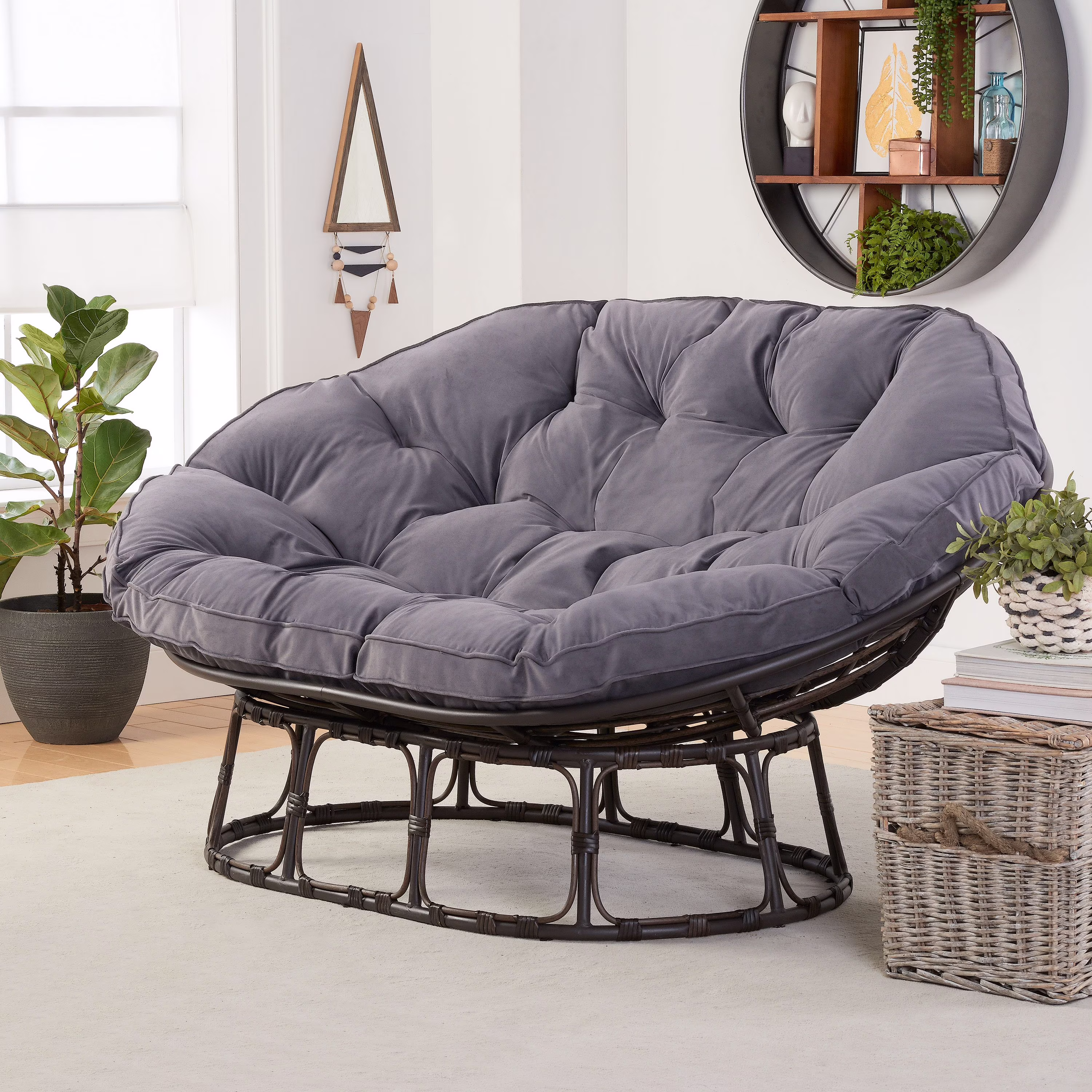 Better Homes & Gardens Double Papasan Accent Chair, Cream Boucle - Image 5