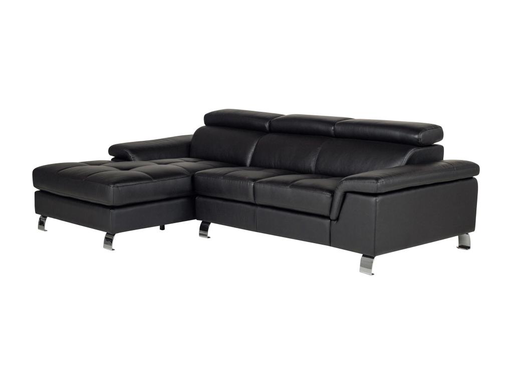 Sofa rinconero de piel negra y angulo izquierdo