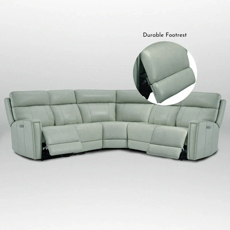 104" 3-Color Genuine Leather Power Reclining Sectional Sofa with Zero Gravity Feature, USB & USB-C Ports, and 2 Stationary Armless Chairs