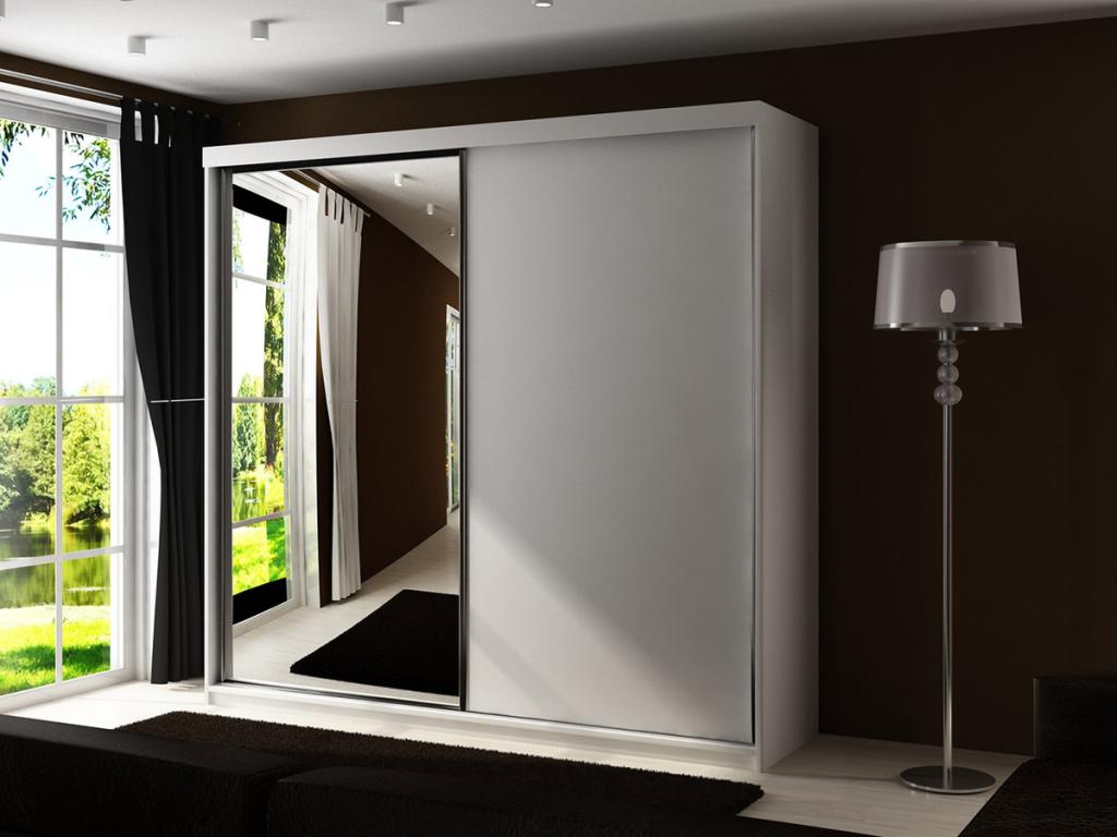 Armario Dover 107, Blanco, 200x200x62cm, Puertas de armario: Correderas
