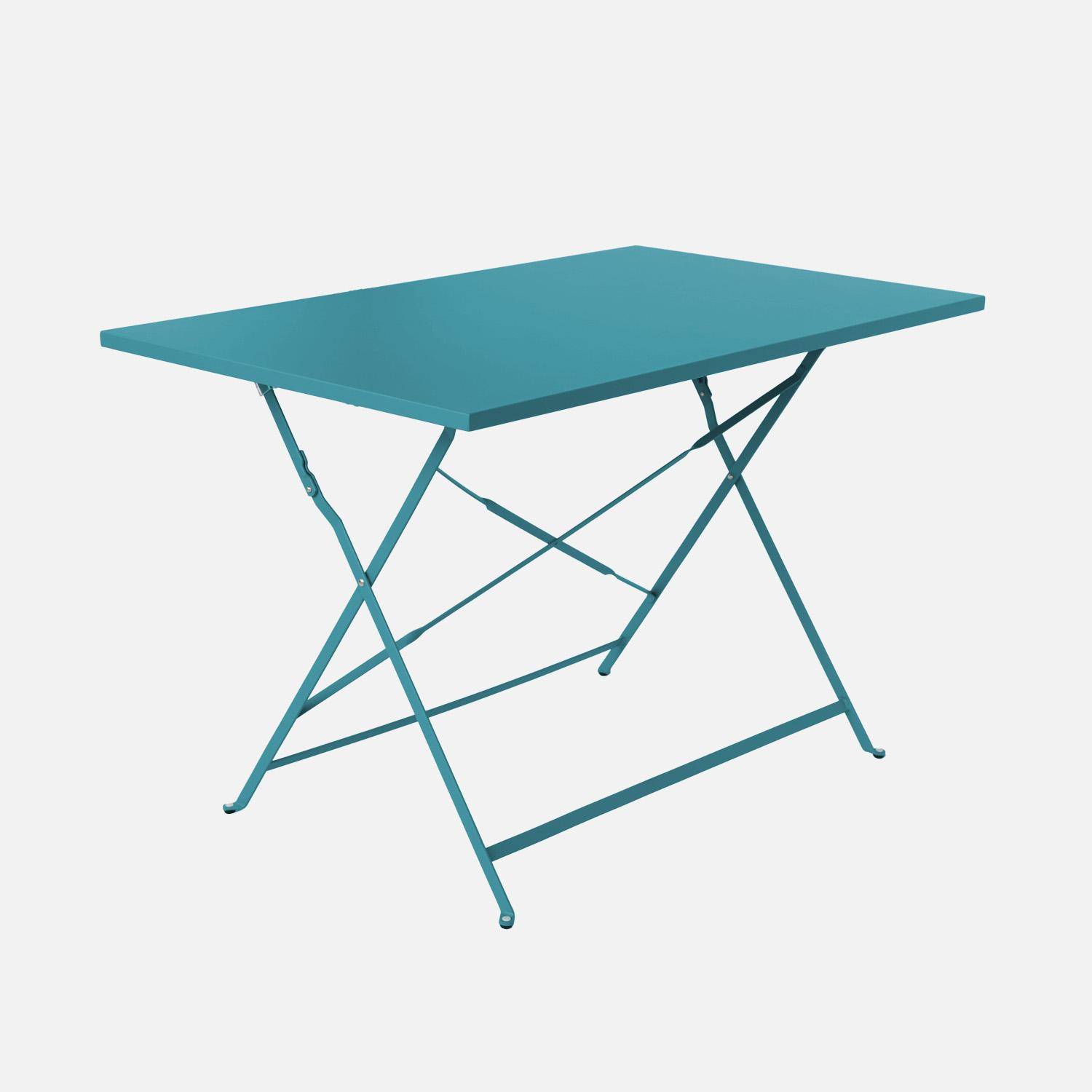 Emilia - Mesa de jardín bistró plegable de acero, 4 plazas, 110cm