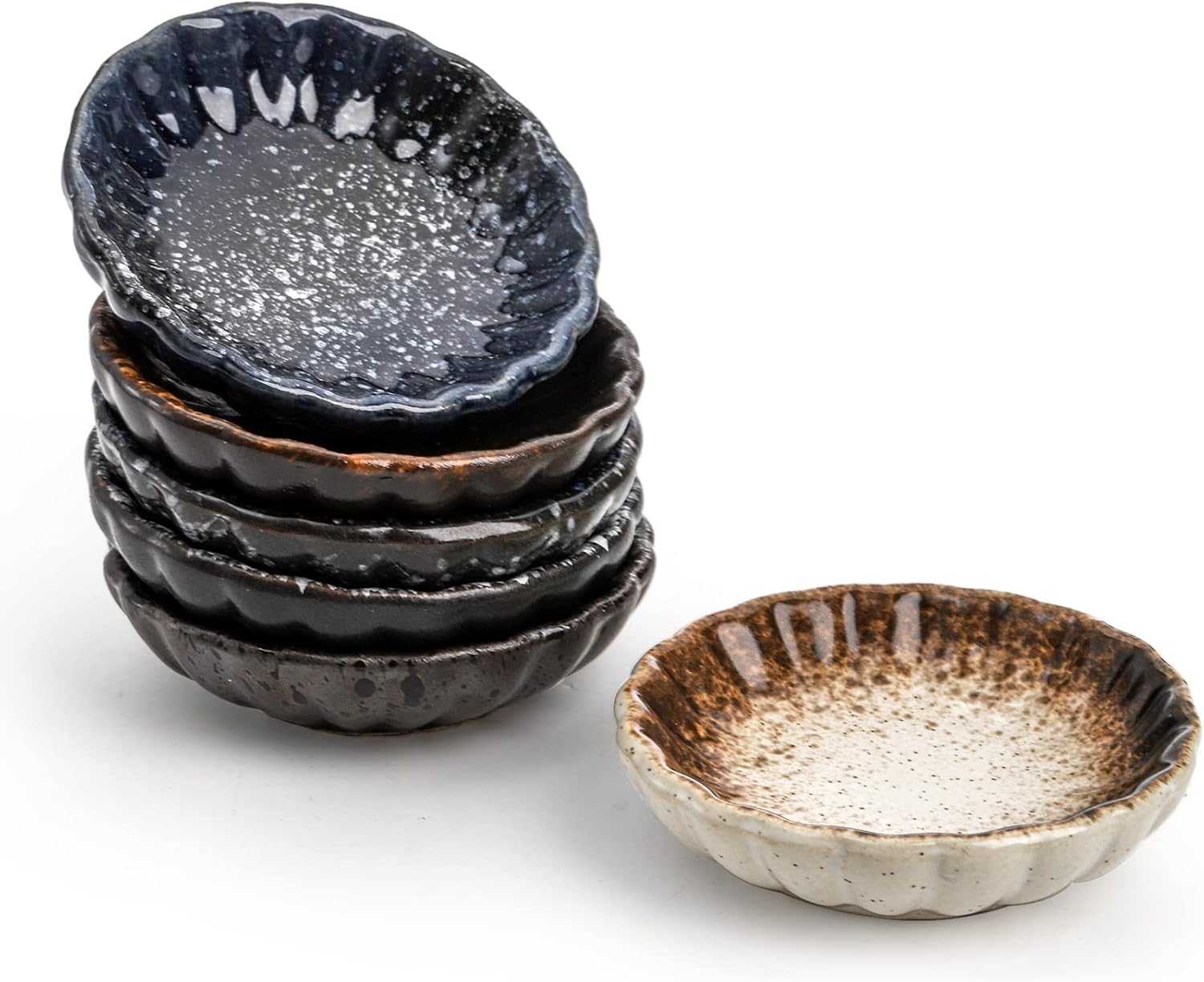 Nicunom 12 Pack Soy Sauce Dishes, Ceramic Dipping Bowls Set, 2.8 Inch Side Dishes Japanese Style Pinch Bowls Seasoning Dish for Ketchup, BBQ, Sushi, Soy