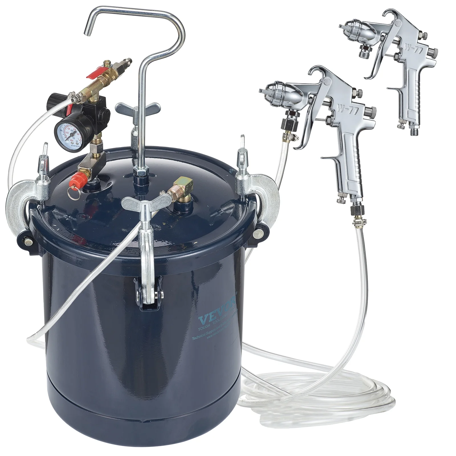 SKYSHALO Spray Paint Pressure Pot Tank, 10L/2.5gal Air Paint Pressure Pot, 1.5mm+4mm Two Nozzles Two Spray Paint Guns for Industry Home Decor Architecture Construction Automotive Painting, 60PSI Max - Image 9