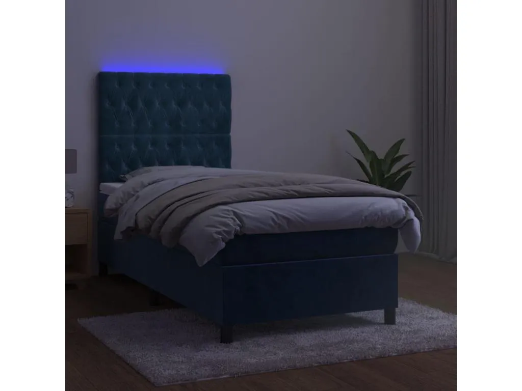 Cama box spring con colchón tela negro 120x190 cm txs3519895