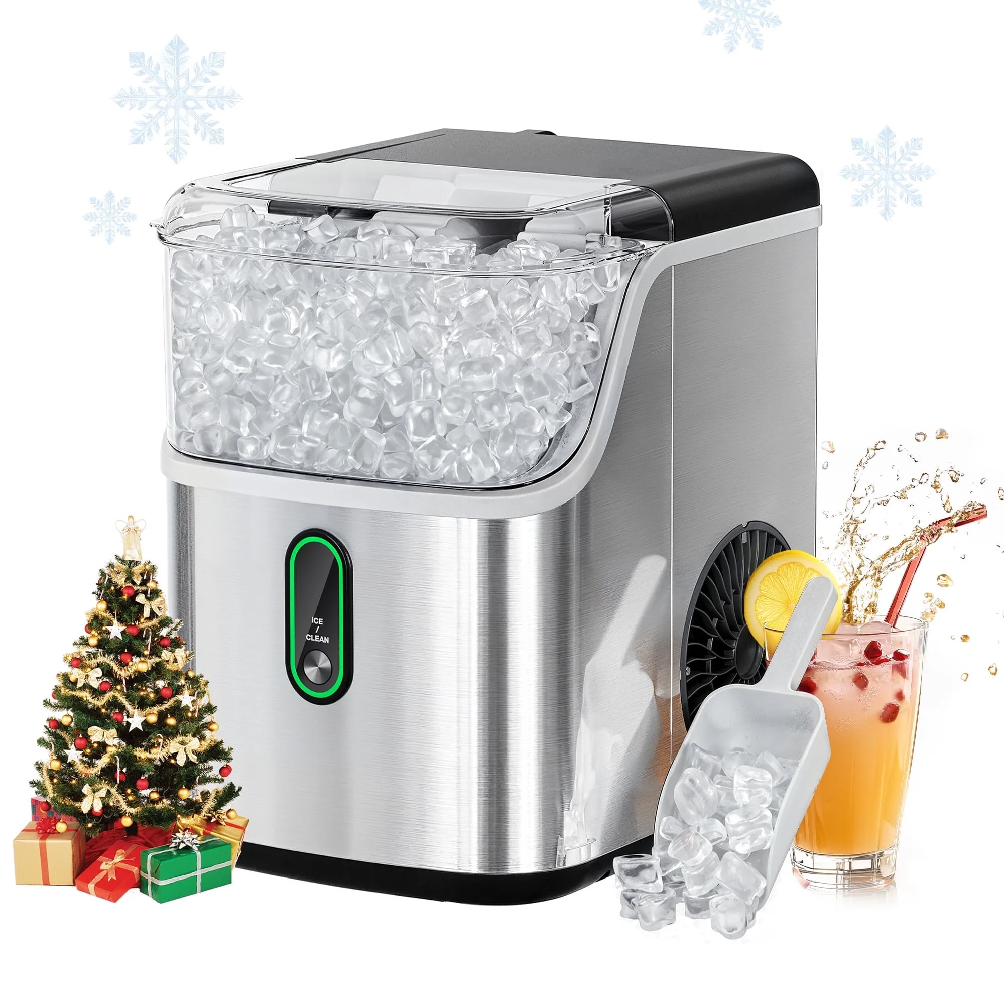 Philergo Nugget Ice Maker Countertop, Pebble Ice Maker Machine with Self-Cleaning, 35lbs/24hr, Soft Chewable Pellet Ice Maker for Home, Kitchen, Stainless Steel - Image 10