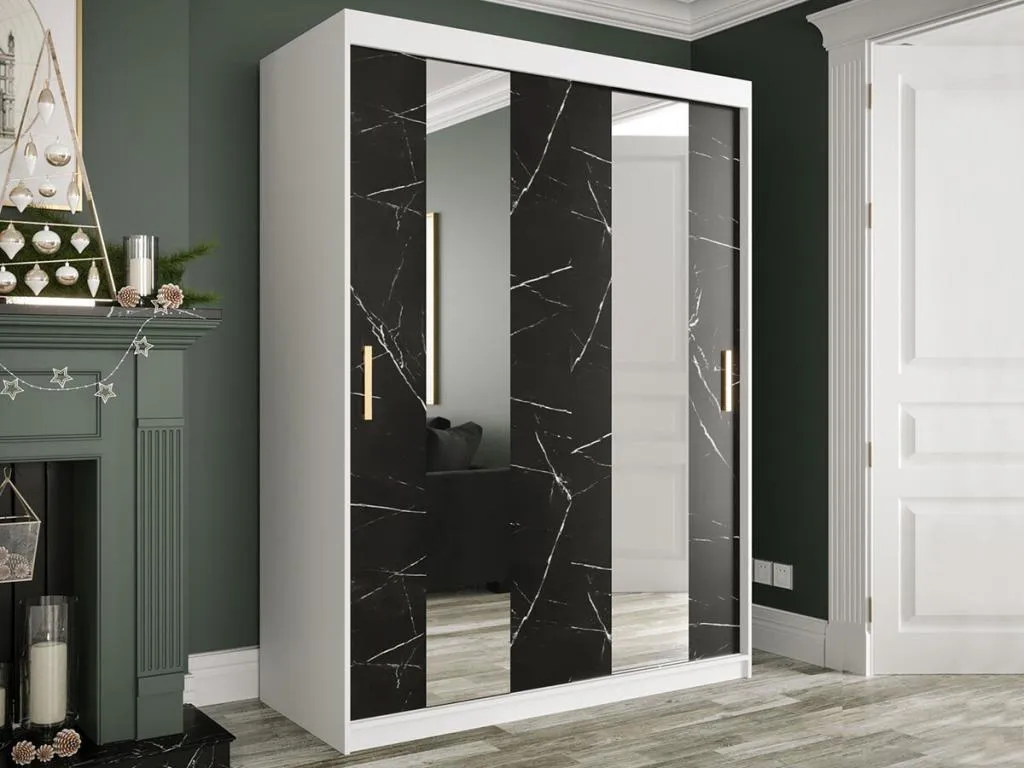 Armario Micasacool 242 Mármol negro | Mate blanco 200x150x62cm Número de estantes - 5.00