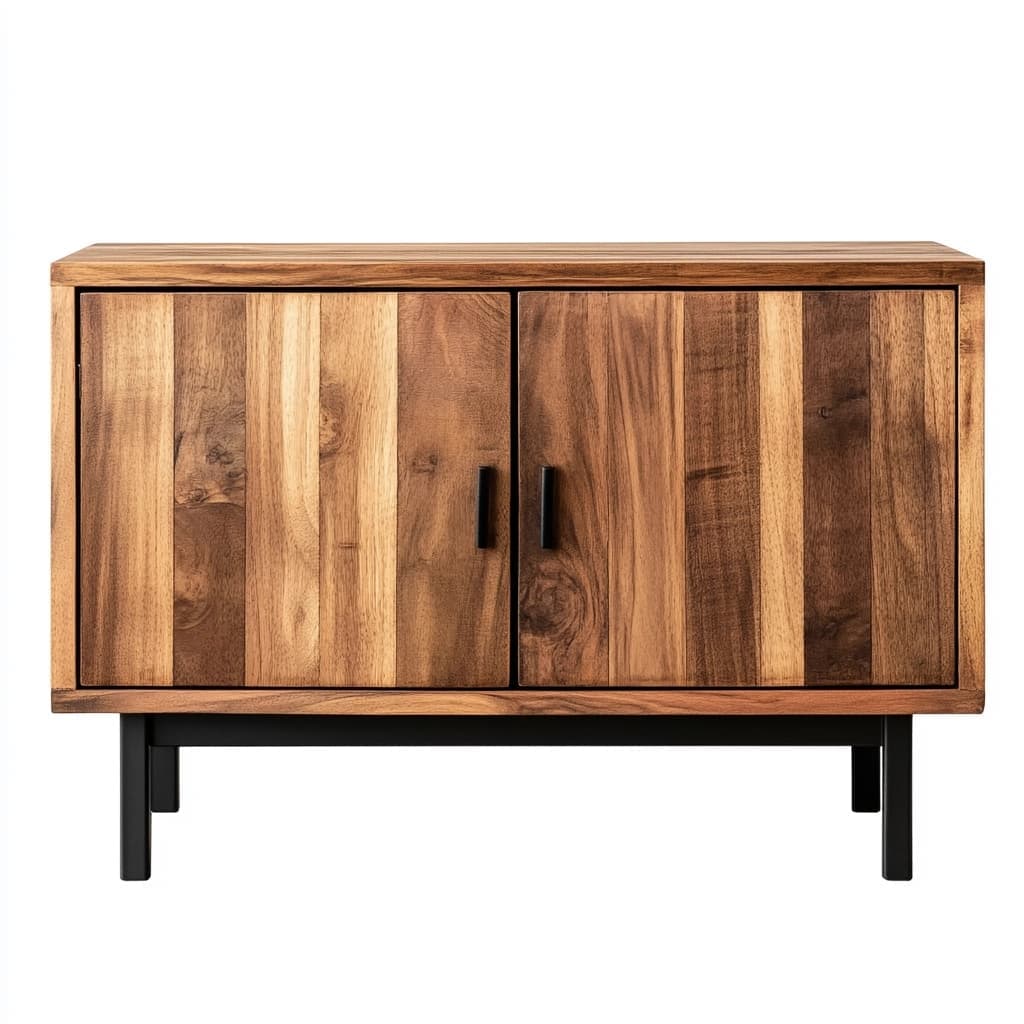 Aparador Rectangular de Madera de Acacia y Acero Negro 90x40x80 cm