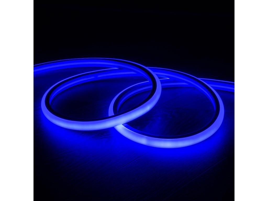 Tira Neón LED 7.5 W/m Regulable 220V AC 120 LED/m Semicircular 180º Azul IP67 a Medida Corte cada 100 cm 17 m