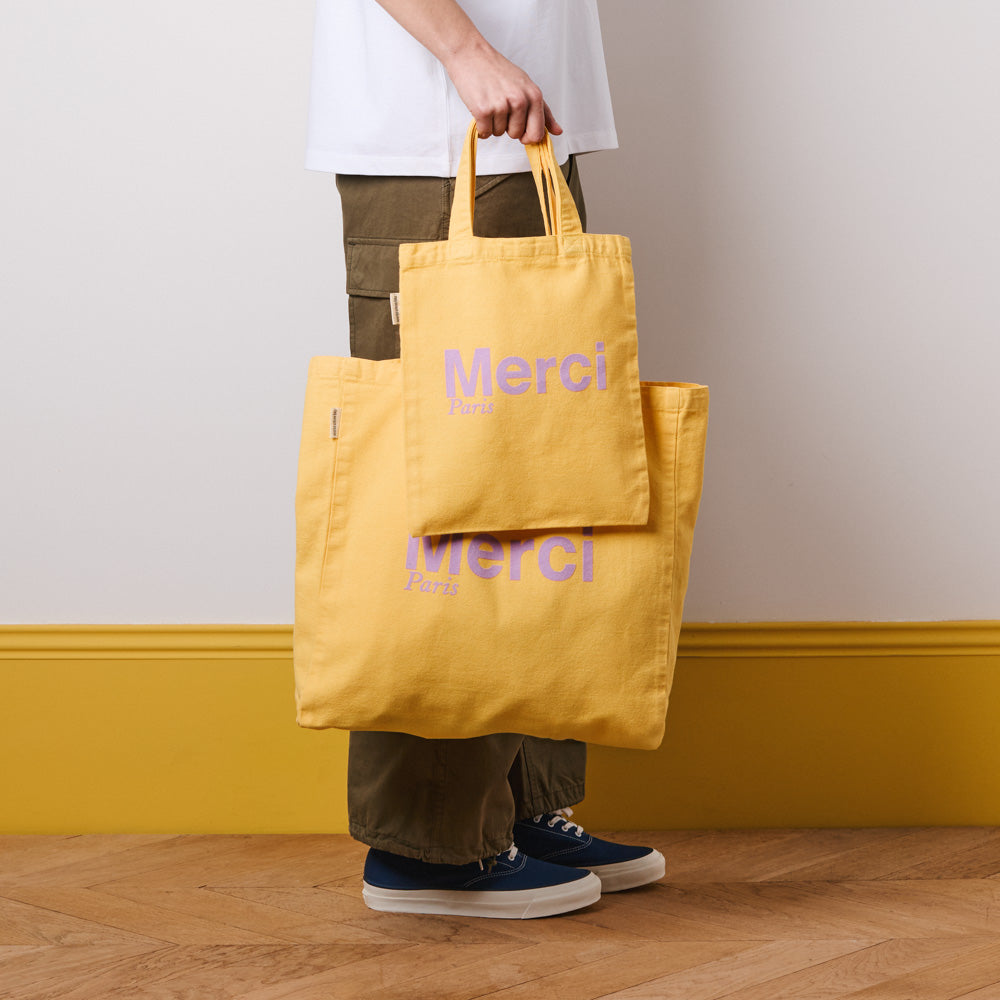 Merci - Tote Bag en coton - Banane & Lila