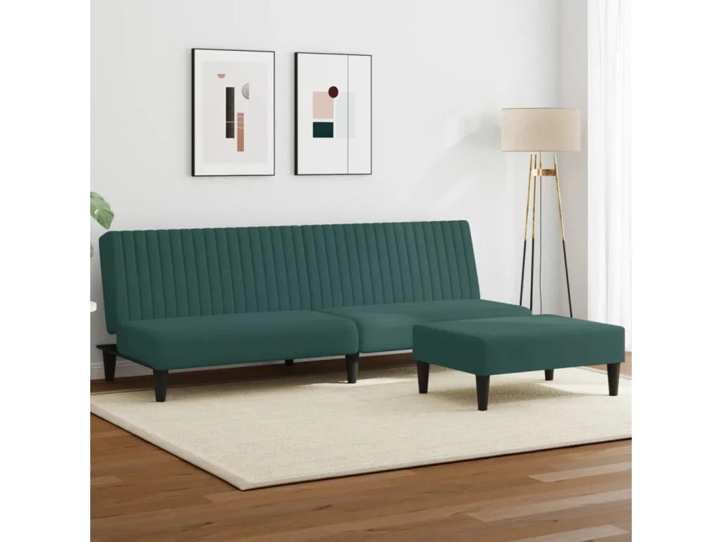 Juego de sofás 2 piezas terciopelo verde oscuro 38569pujg