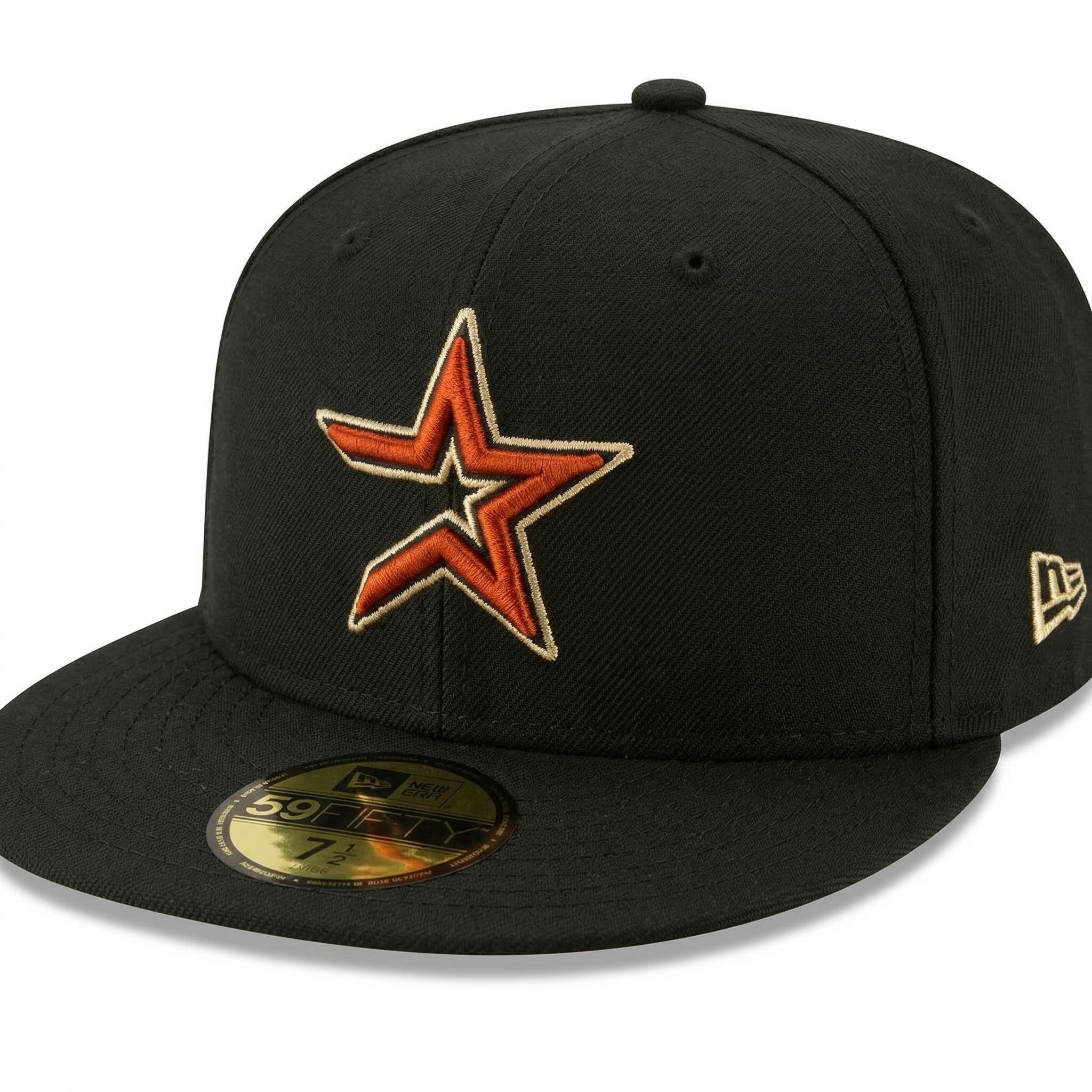 Premium Black Houston Astros Star Logo Fitted Baseball Cap | SEVEN HATS - SEVEN HATS