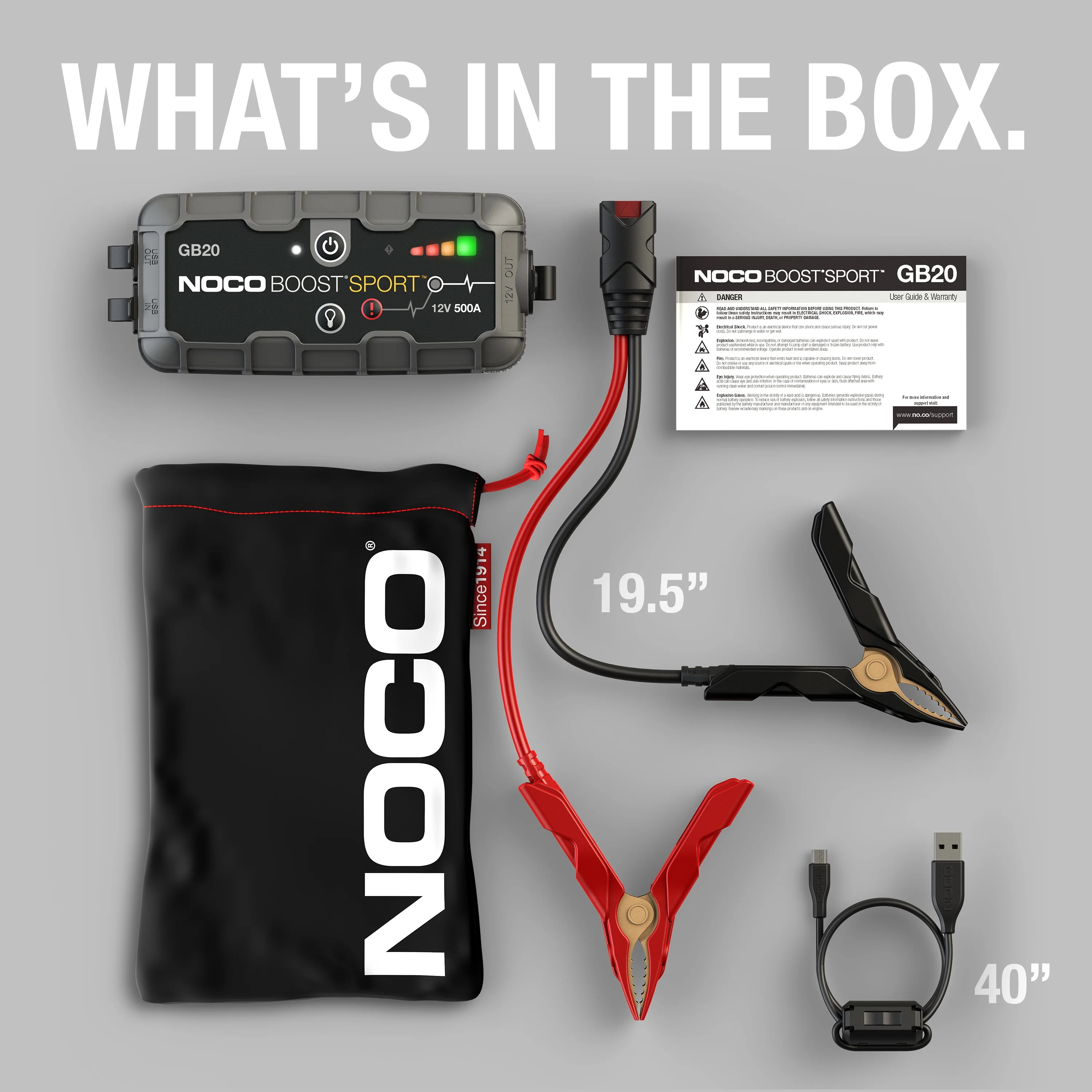 NOCO Boost GB20: 500A 12V UltraSafe Portable Lithium Jump Starter - Image 2