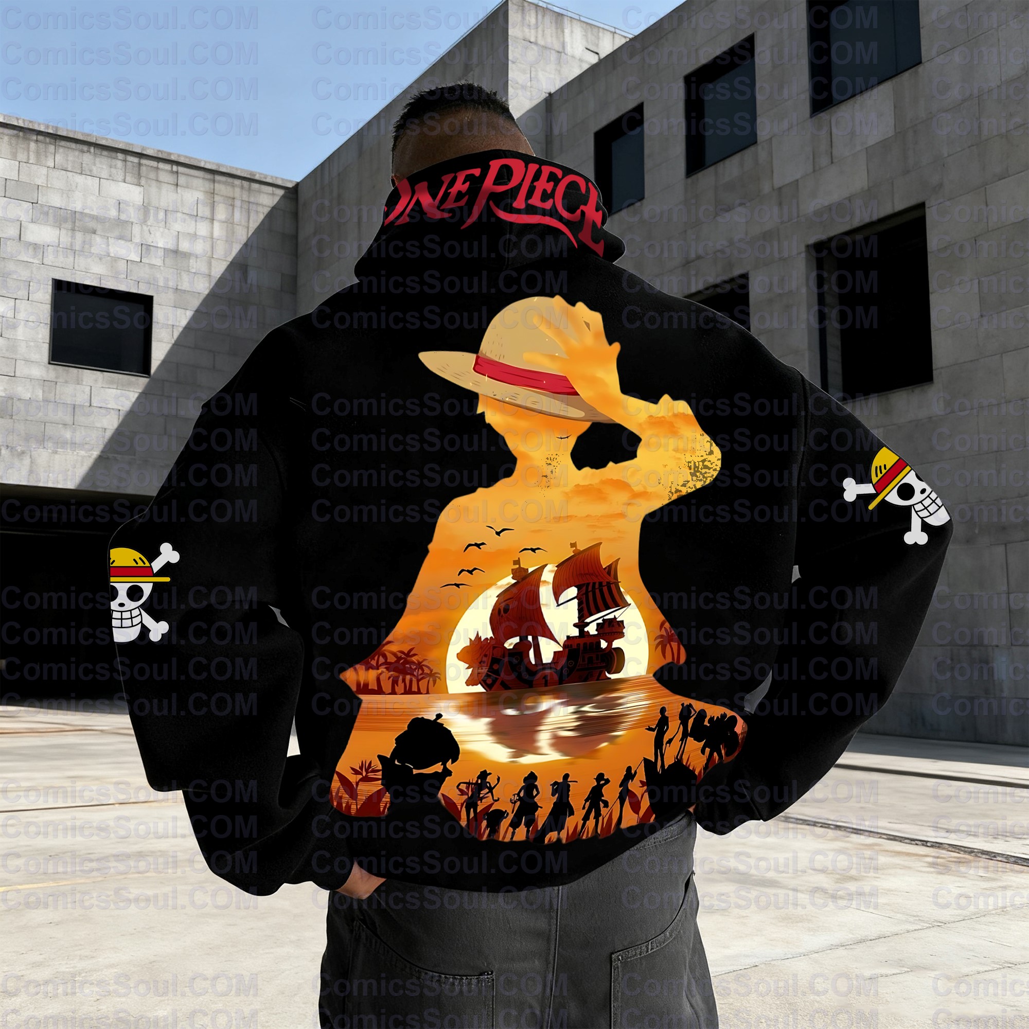 Plus Velvet Unisex Anime Graphic Streetwear Vintage Hoodieluffy