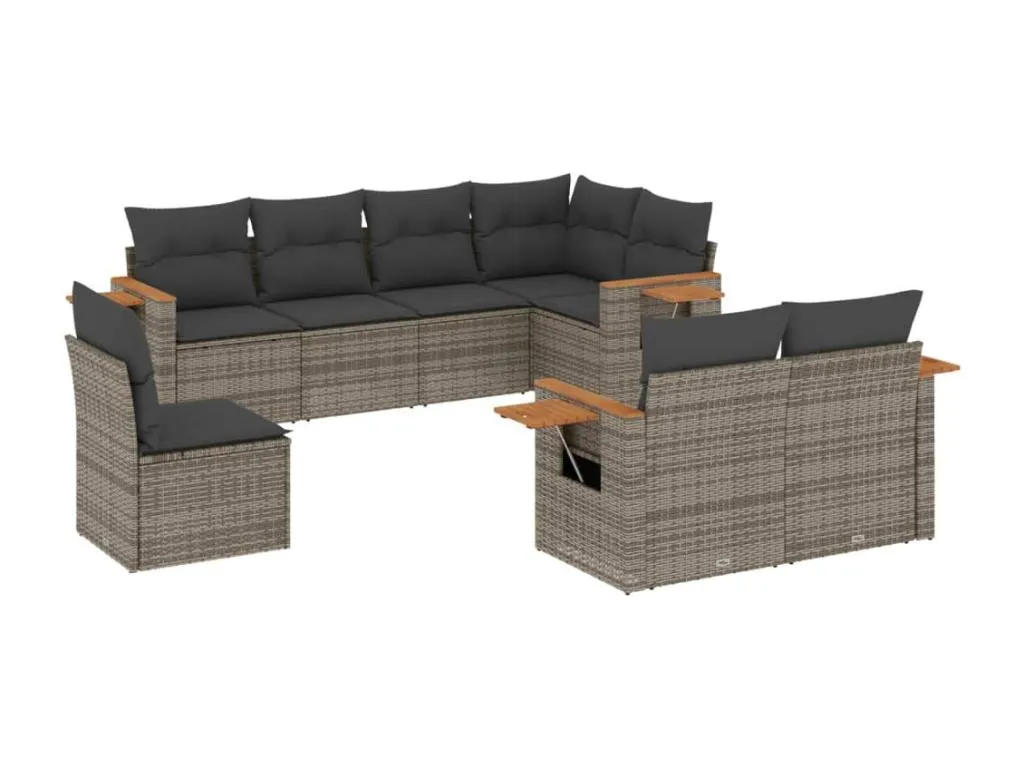 Luxmbls Set de sofás de jardín 8 pzas y cojines ratán sintético gris IBWQ37920