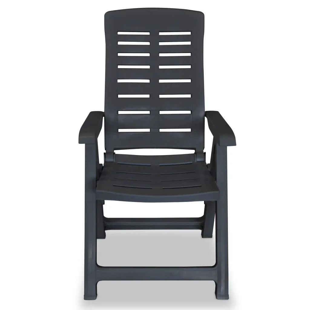 vidaXL Reclining Patio Chairs Outdoor Stack Dining Chair with Armrest Plastic - Image 47