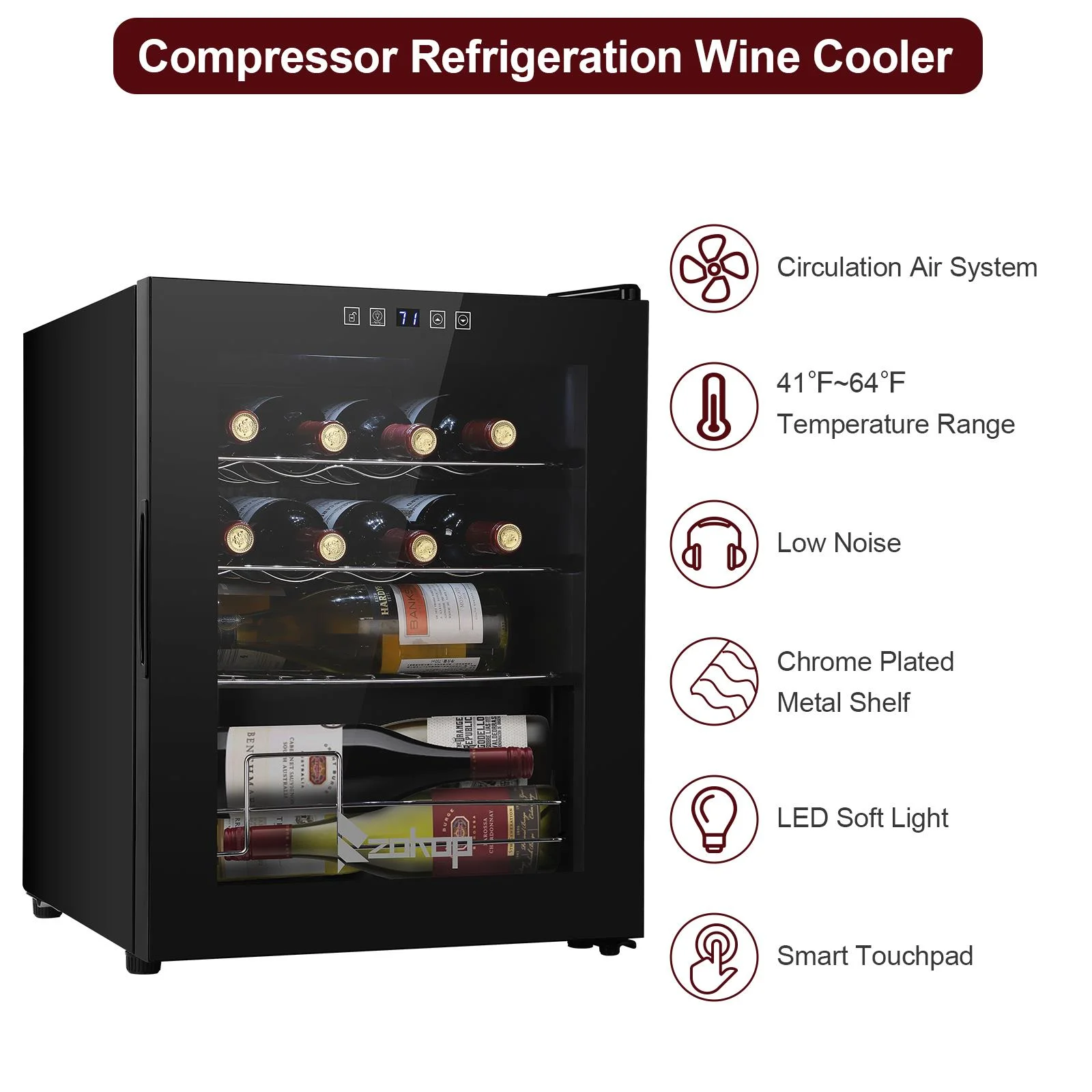 Ktaxon 18 Bottle Compressor Wine Cooler Freestanding Wine Fridge, Fast Cooling, Low Noise - Image 45