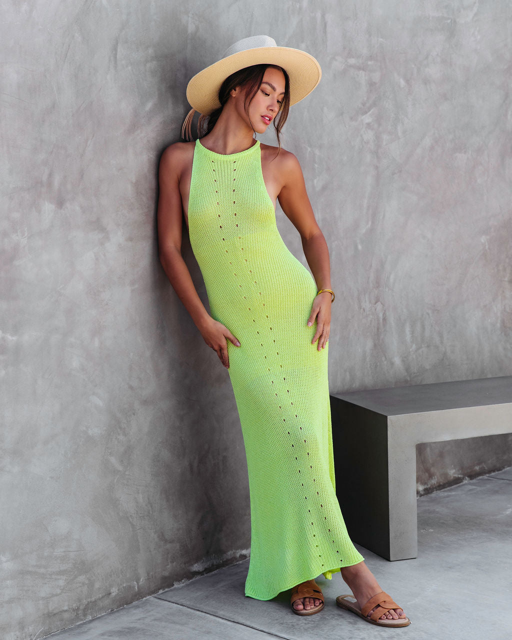 Maui Knit Maxi Dress - Lime - FINAL SALE - Se7enfashion